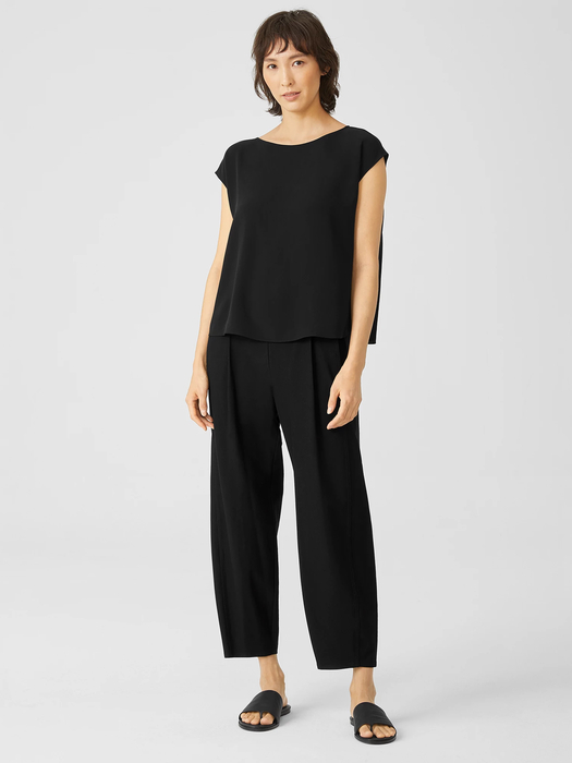 Silk Georgette Crepe Shirred-Back Top - Eileen Fisher Outlet