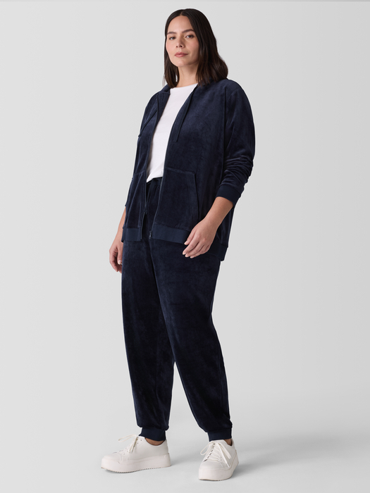 Cozy Velour Knit Hooded Jacket - Eileen Fisher Outlet