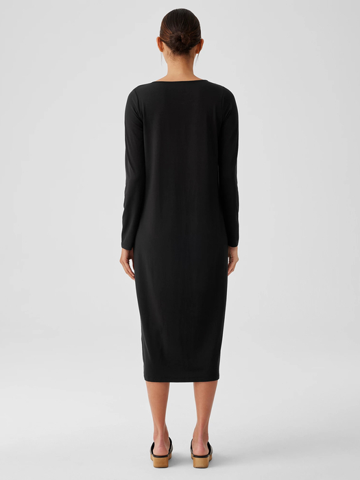 Stretch Jersey Knit Jewel Neck Dress - Eileen Fisher Outlet