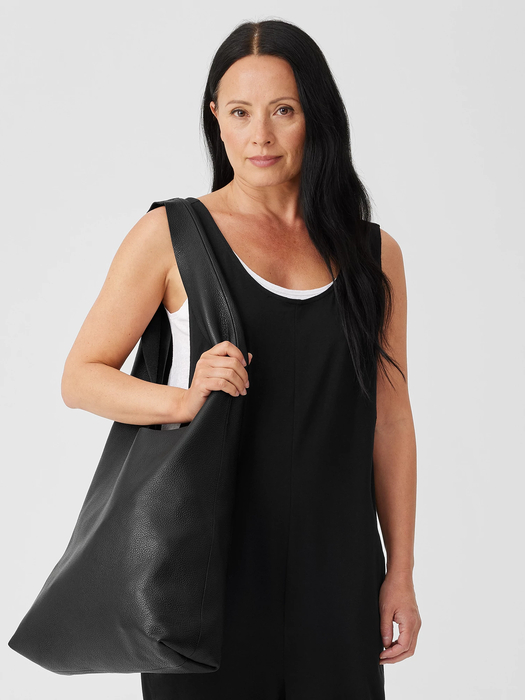Textured Italian Leather Shopper Tote - Eileen Fisher Outlet