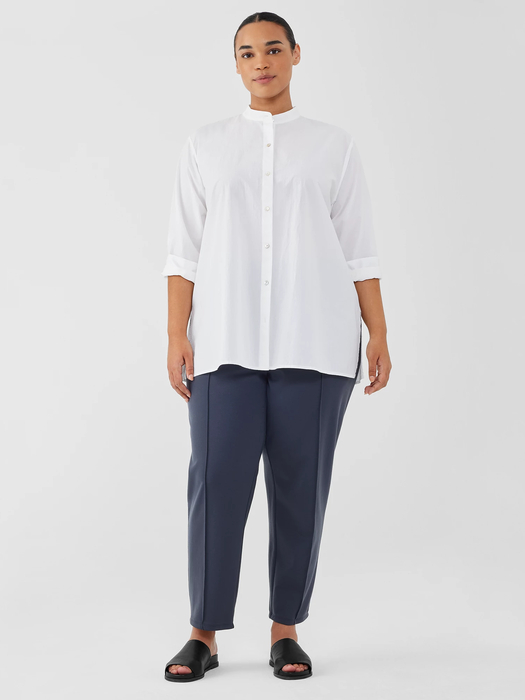 Washed Organic Cotton Poplin Band Collar Shirt - Eileen Fisher Outlet
