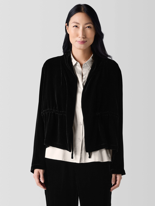Velvet High Collar Jacket - Eileen Fisher Outlet