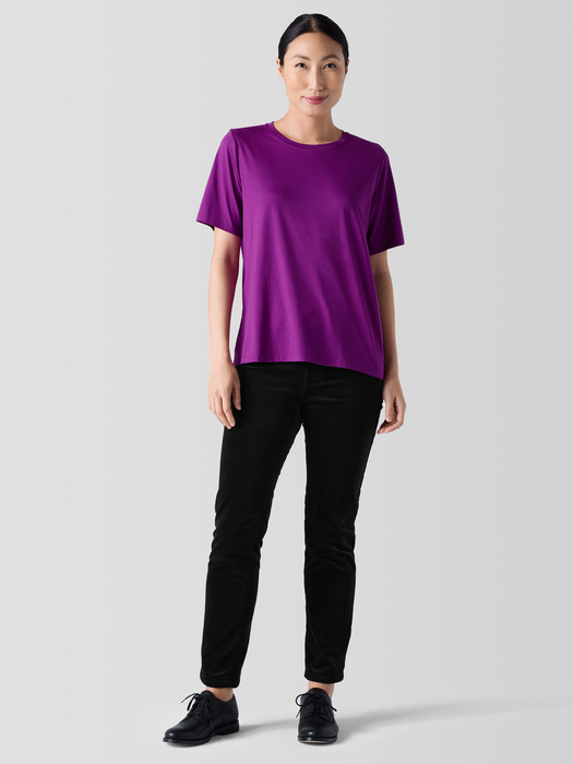 Organic Pima Cotton JerseyRound Neck Tee - Eileen Fisher Outlet