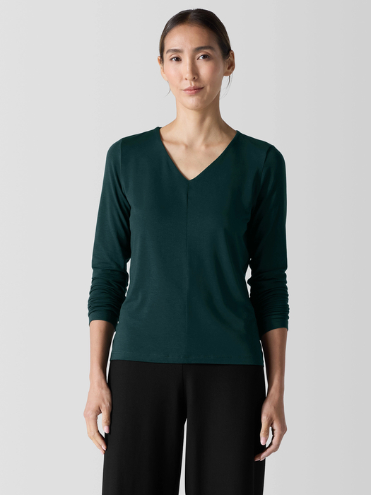 Fine Jersey V-Neck Top - Eileen Fisher Outlet