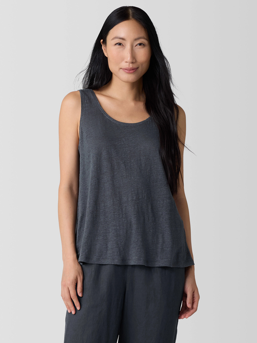 Organic Linen Jersey Scoop Neck Tank - Eileen Fisher Outlet