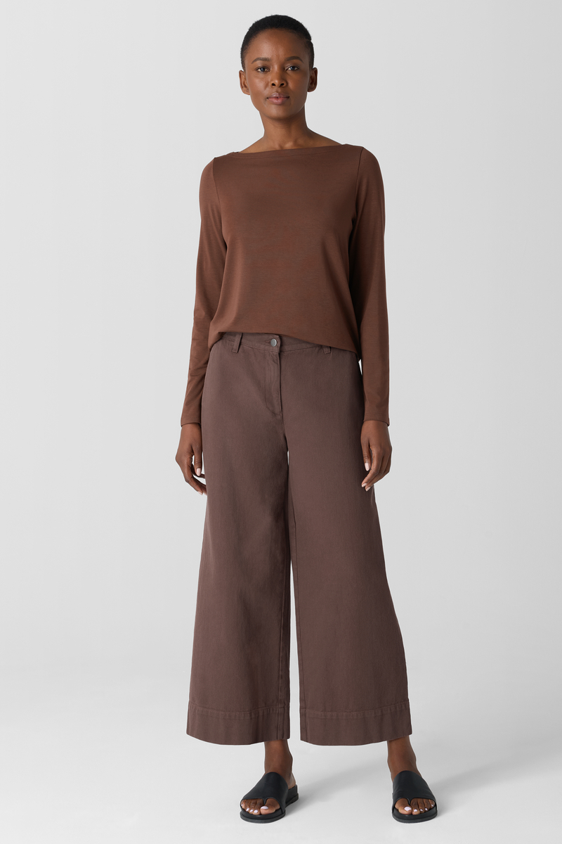 Striped Organic Linen Jersey Crew Neck Tee - Eileen Fisher Outlet