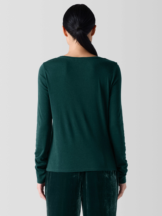 Ribbed Pima Cotton Blend Scoop Neck Top - Eileen Fisher Outlet