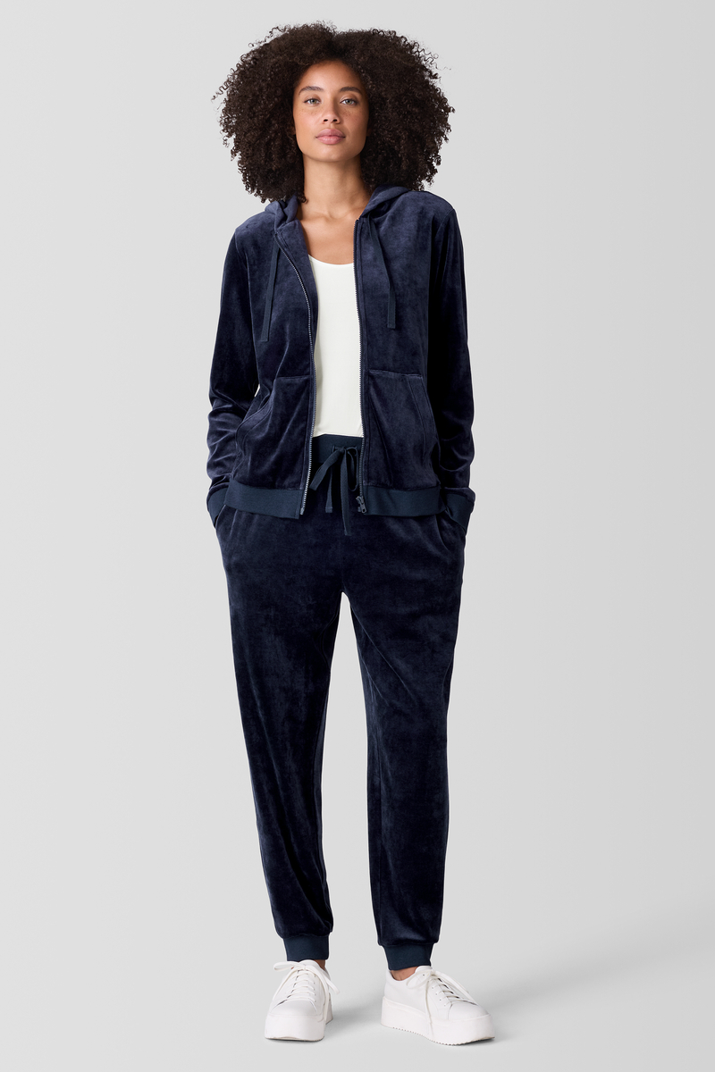 Cozy Velour Knit Hooded Jacket - Eileen Fisher Outlet