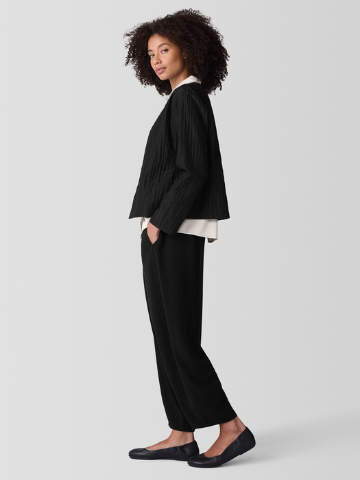 Silk Habutai Quilted Round Neck Jacket - Eileen Fisher Outlet