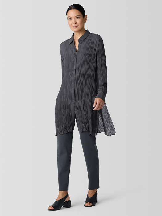 Crinkled Sheer Silk GeorgetteLong Shirt - Eileen Fisher Outlet