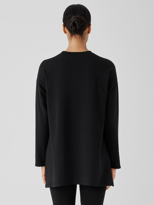 Cozy Brushed Terry Hug Crew Neck Long Top - Eileen Fisher Outlet