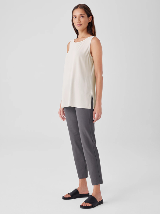Silk Georgette Crepe Ballet Neck Tank - Eileen Fisher Outlet