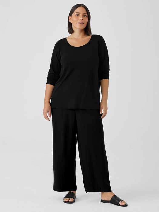 Stretch Silk Jersey Scoop Neck Top - Eileen Fisher Outlet