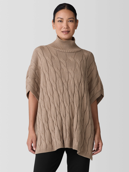 Peruvian Organic Cotton Alpaca Poncho - Eileen Fisher Outlet