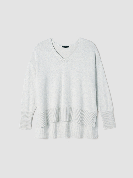 Cotton and Recycled Cashmere V-Neck Top - Eileen Fisher Outlet