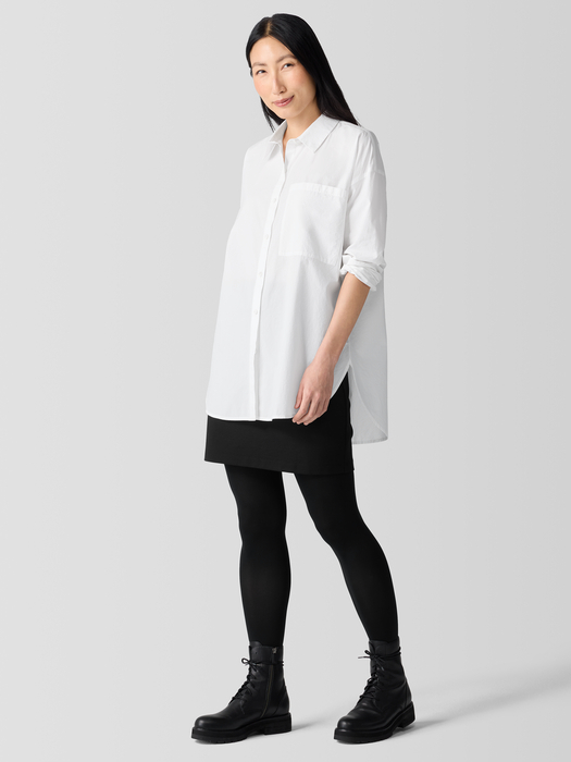 Washed Organic Cotton Poplin Classic Collar Long Shirt - Eileen Fisher Outlet