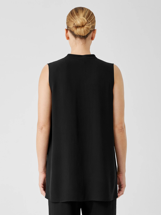 Silk Georgette Crepe Sleeveless Shirt - Eileen Fisher Outlet