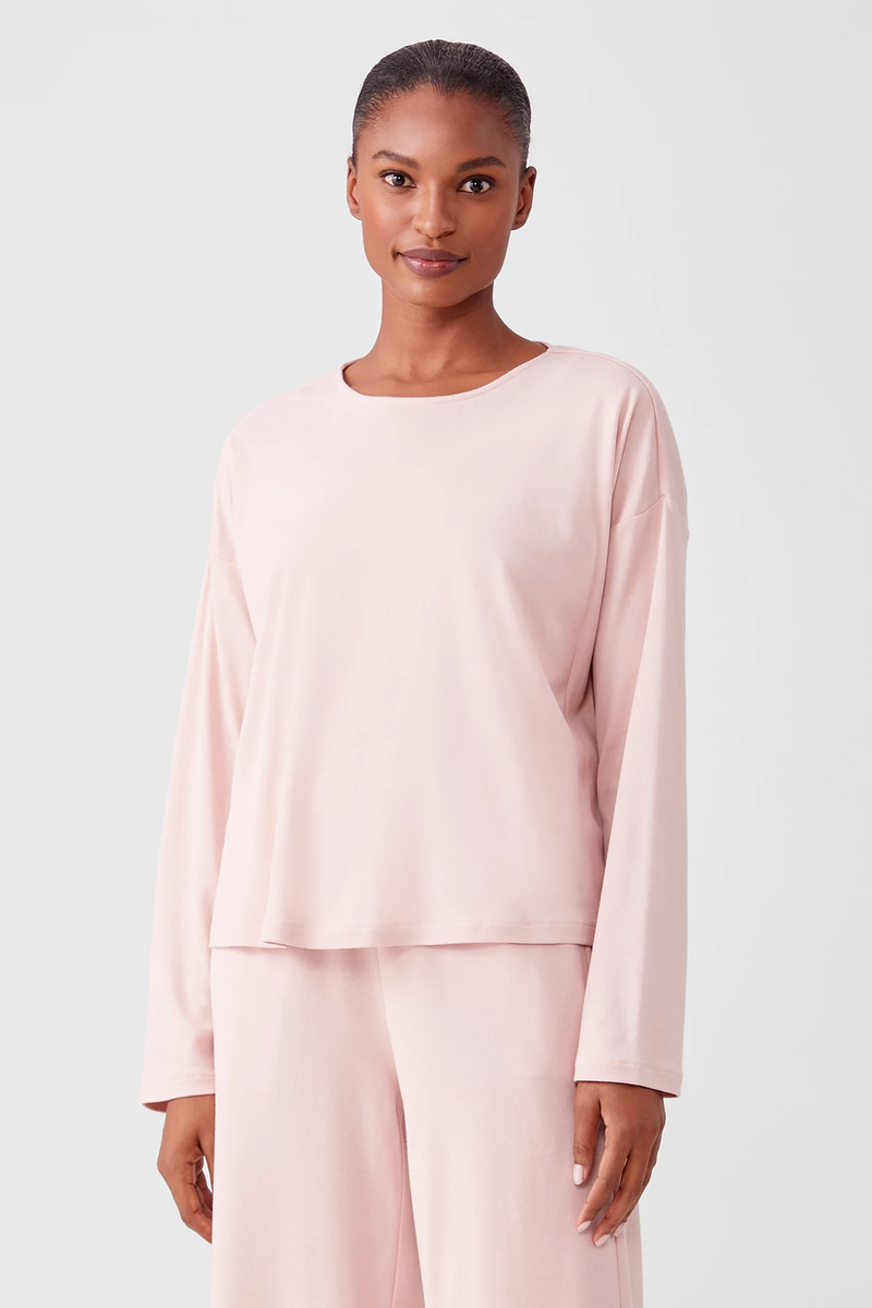 Cozy Organic Cotton Interlock U-Neck Top - Eileen Fisher Outlet