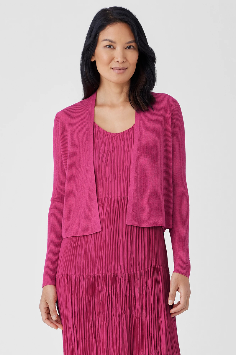 Crushed Silk Jewel NeckTiered Dress - Eileen Fisher Outlet