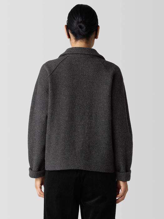 Lightweight Boiled Wool Motorcycle Jacket in Regenerative Wool - Eileen Fisher Outlet