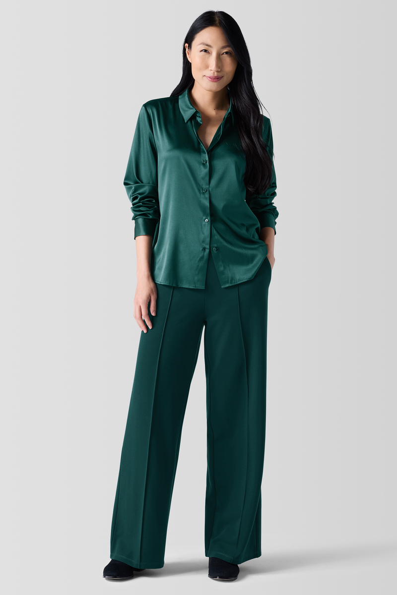 Washable Flex Ponte Wide-Leg Pant - Eileen Fisher Outlet