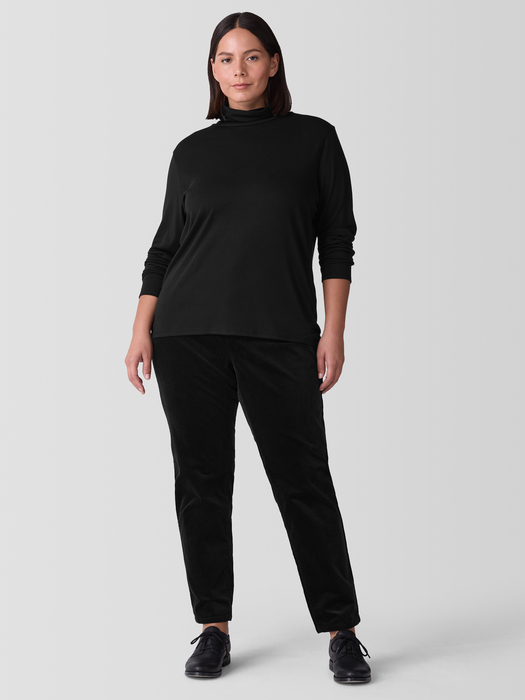 Ribbed Pima Cotton Blend Turtleneck Top - Eileen Fisher Outlet