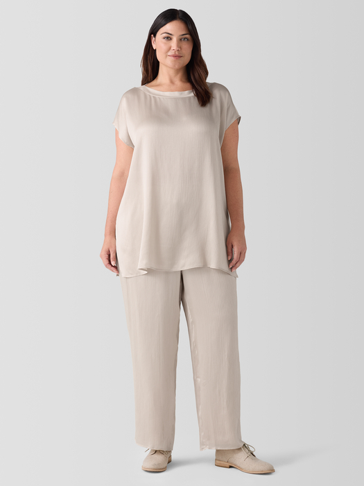 Striated Silk Satin Straight Pant - Eileen Fisher Outlet