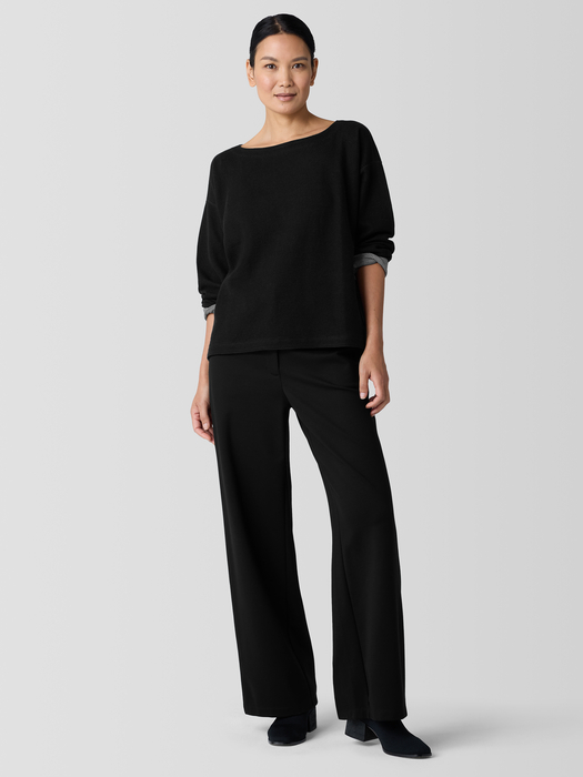 Doubleknit Organic Cotton Stripe Bateau Neck Top - Eileen Fisher Outlet