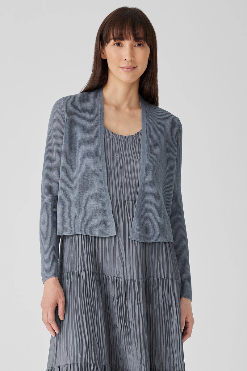 Crushed Silk Jewel NeckTiered Dress - Eileen Fisher Outlet