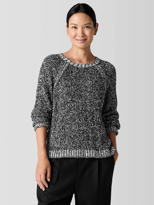 Peruvian Organic Cotton Boucle Crew Neck Top - Eileen Fisher Outlet