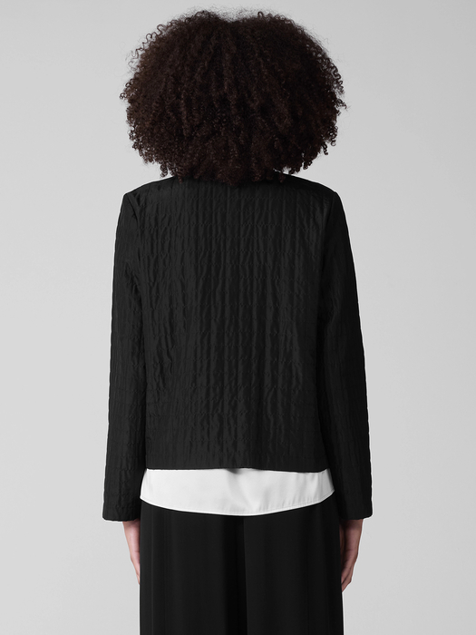 Silk Habutai Quilted Round Neck Jacket - Eileen Fisher Outlet