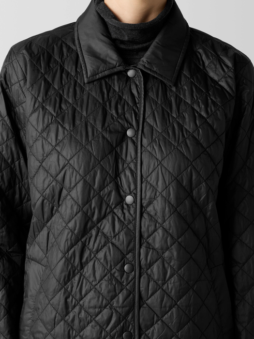 Eggshell Recycled Nylon Classic Collar Coat - Eileen Fisher Outlet