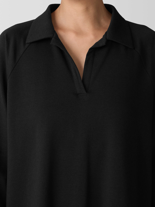 Cozy Brushed Terry Hug Henley Long Top - Eileen Fisher Outlet