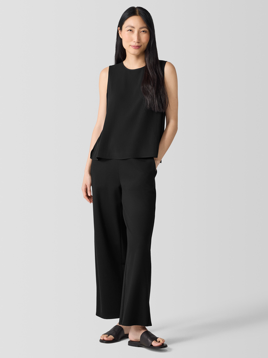 Silk Georgette Crepe Round Neck Tank - Eileen Fisher Outlet