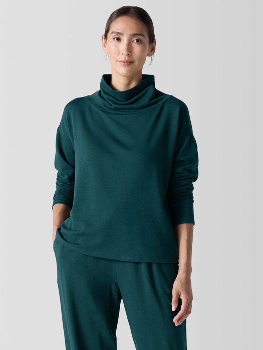 Cozy Brushed Terry Hug Funnel Neck Top - Eileen Fisher Outlet