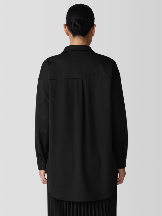 Lightweight Ponte Classic Collar Long Shirt - Eileen Fisher Outlet