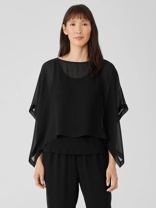Sheer Silk Georgette Poncho - Eileen Fisher Outlet