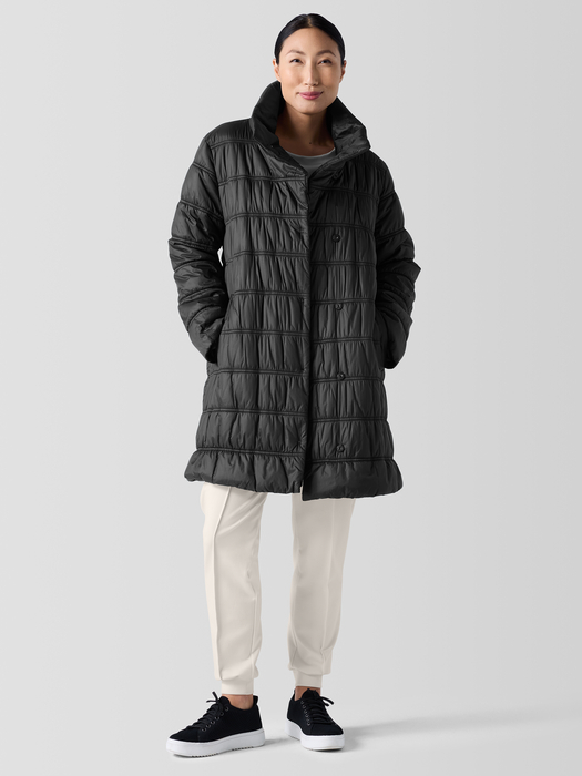 Eggshell Recycled Nylon Stand Collar Coat - Eileen Fisher Outlet