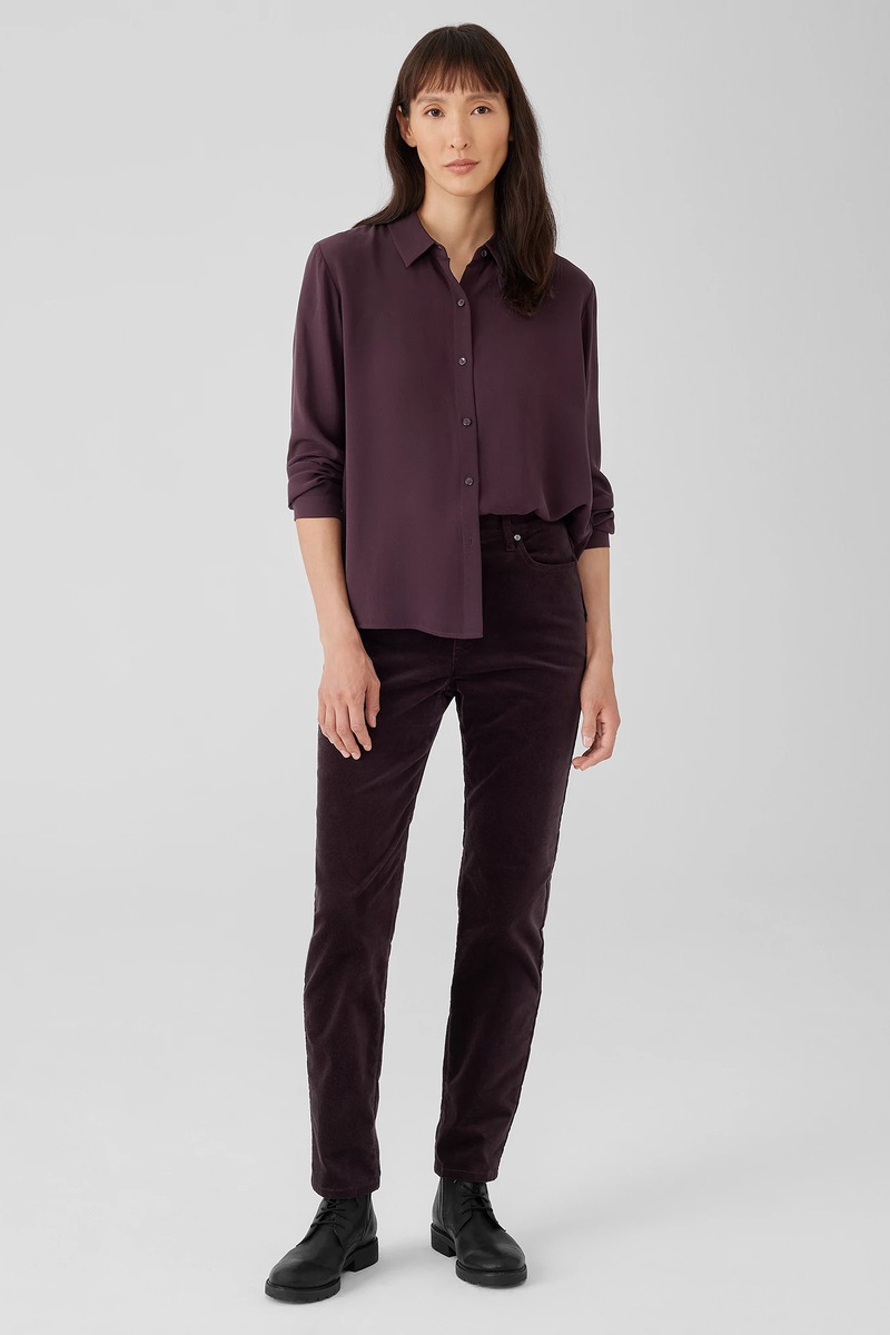 Organic Cotton Slub V-Neck Top - Eileen Fisher Outlet