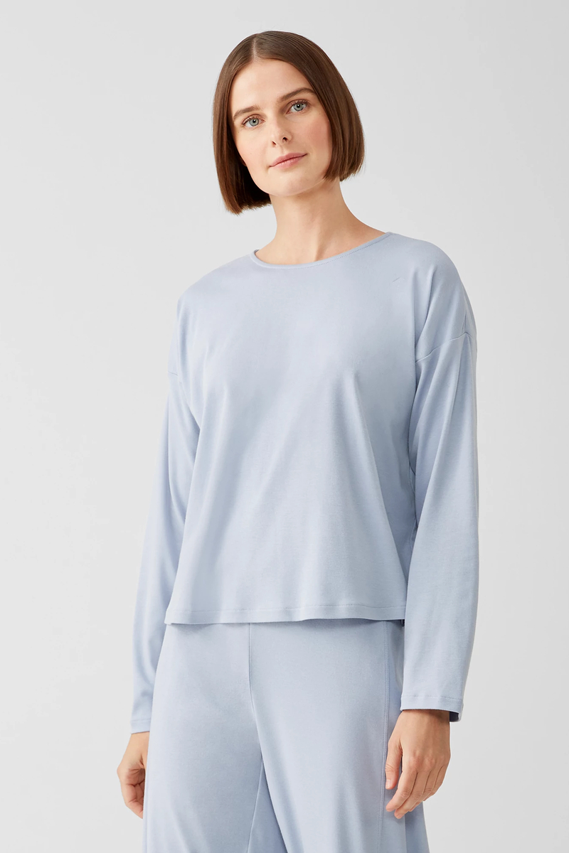 Cozy Organic Cotton Interlock U-Neck Top - Eileen Fisher Outlet
