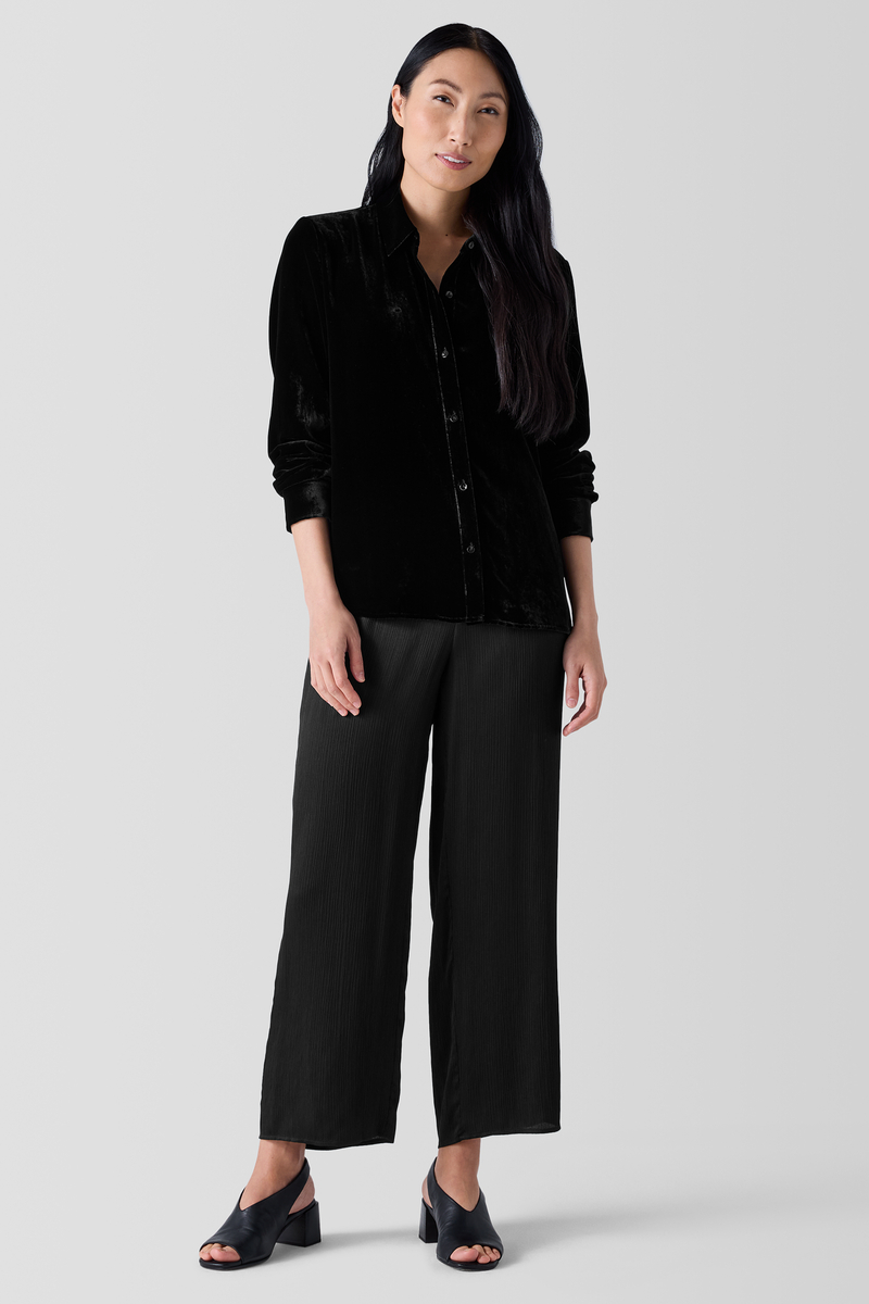 Striated Silk Satin Bateau Neck Top - Eileen Fisher Outlet