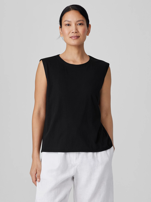 Organic Pima Cotton Jersey Round Neck Tank - Eileen Fisher Outlet
