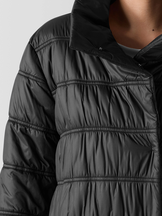 Eggshell Recycled Nylon Stand Collar Coat - Eileen Fisher Outlet