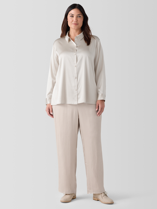 Stretch Silk CharmeuseClassic Collar Shirt - Eileen Fisher Outlet