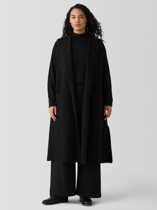 Lightweight Boiled Wool Shawl Collar Vest in Regenerative Wool - Eileen Fisher Outlet