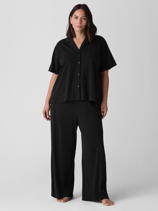 Organic Cotton Interlock Notch Collar Sleep Shirt - Eileen Fisher Outlet