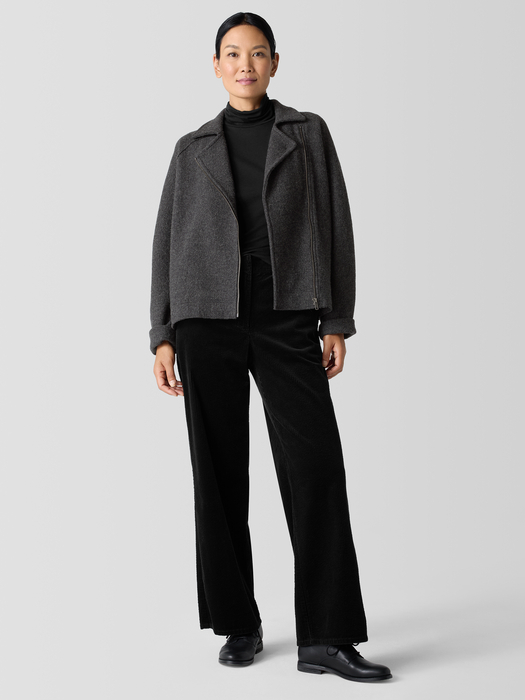 Lightweight Boiled Wool Motorcycle Jacket in Regenerative Wool - Eileen Fisher Outlet