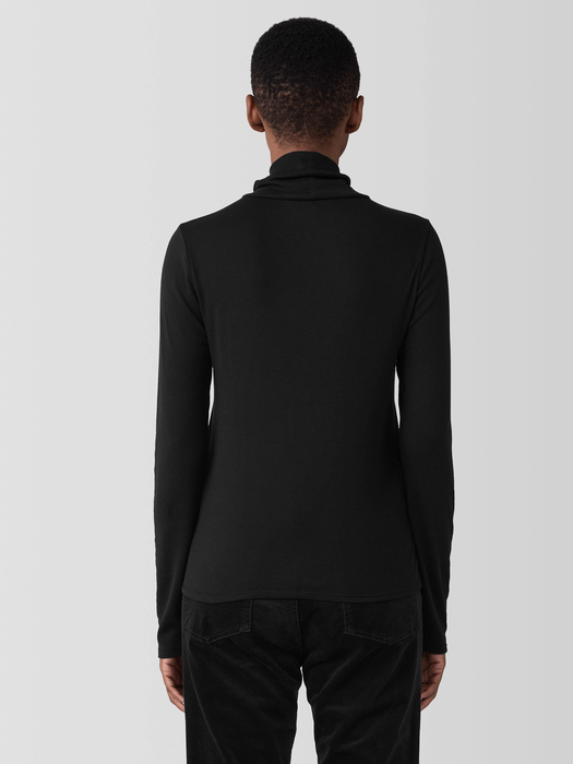 Ribbed Pima Cotton Blend Turtleneck Top - Eileen Fisher Outlet