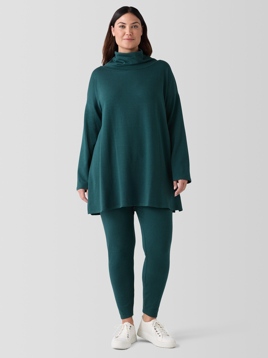 Cozy Brushed Terry Hug Funnel Neck Long Top - Eileen Fisher Outlet