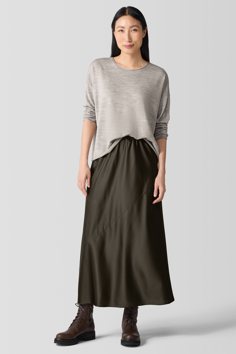 Stretch Silk CharmeuseClassic Collar Shirt - Eileen Fisher Outlet